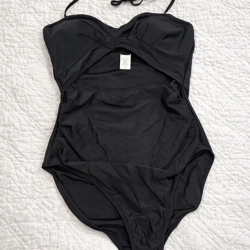 White Birch Black Halter Swimsuit – Sweetheart Neckline Cutout NWOT L XL